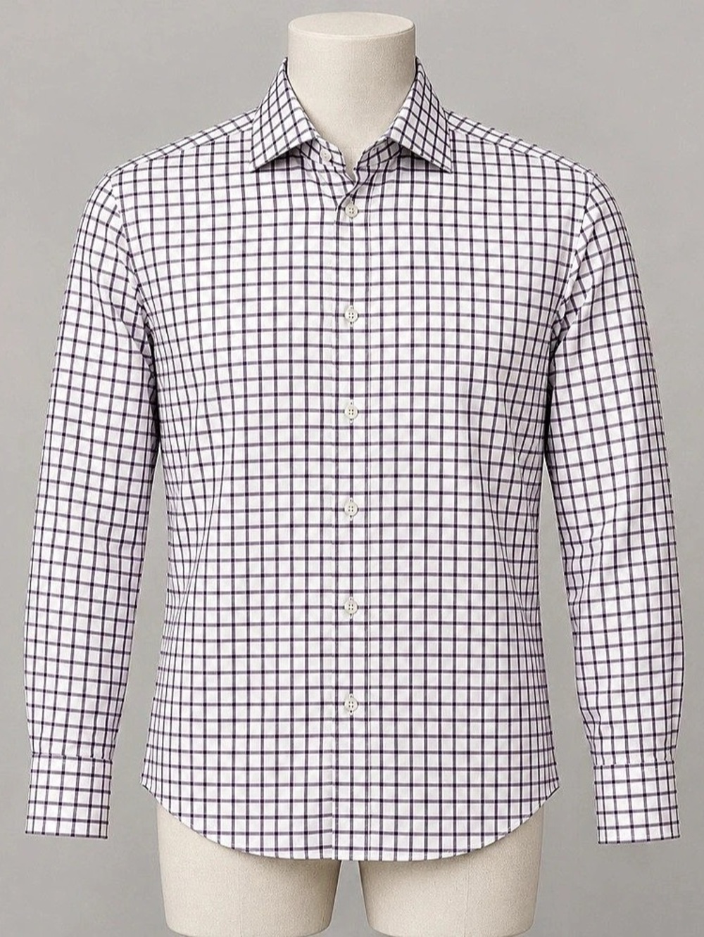 Men's Brunello Cucinelli Checkered Button Down Shirt in White & Purple Like New